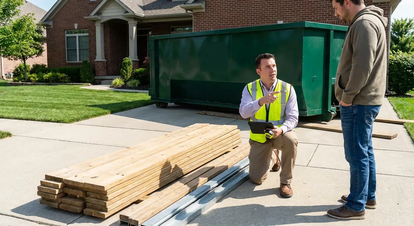 Dumpster rental delivery truck in Pensacola