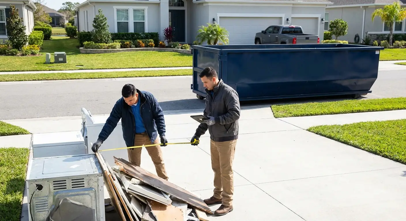 Concrete dumpster rental delivery truck in Pensacola, FL